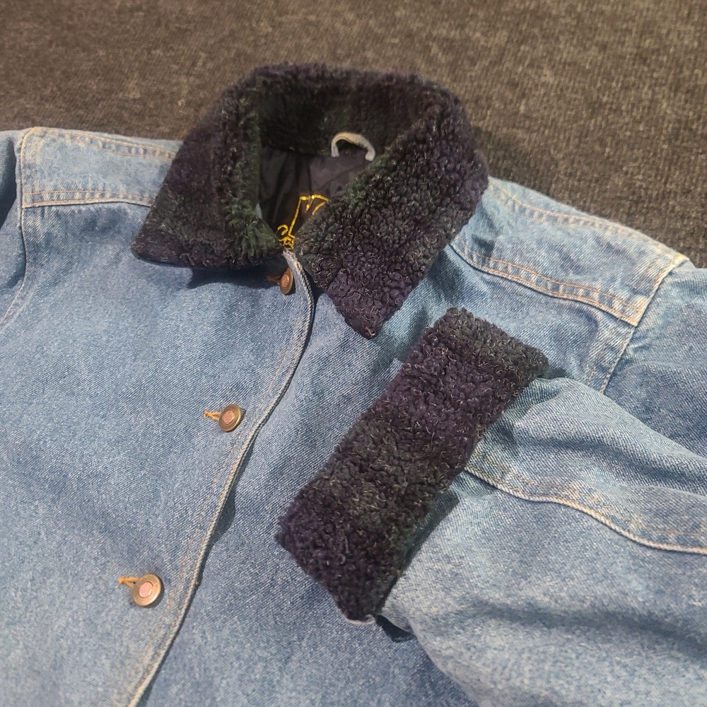 Vintage KC Collections‎ Denim Jean Barn Jacket Quilted Lining Collar Med